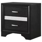 Comodino a 2 cassetti con maniglie con strass