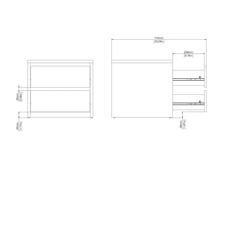 Comodino/Tavolino a 2 cassetti alto 43 cm