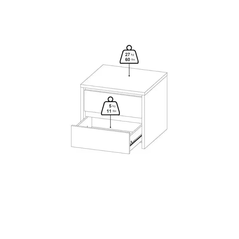 Comodino/Tavolino a 2 cassetti alto 43 cm