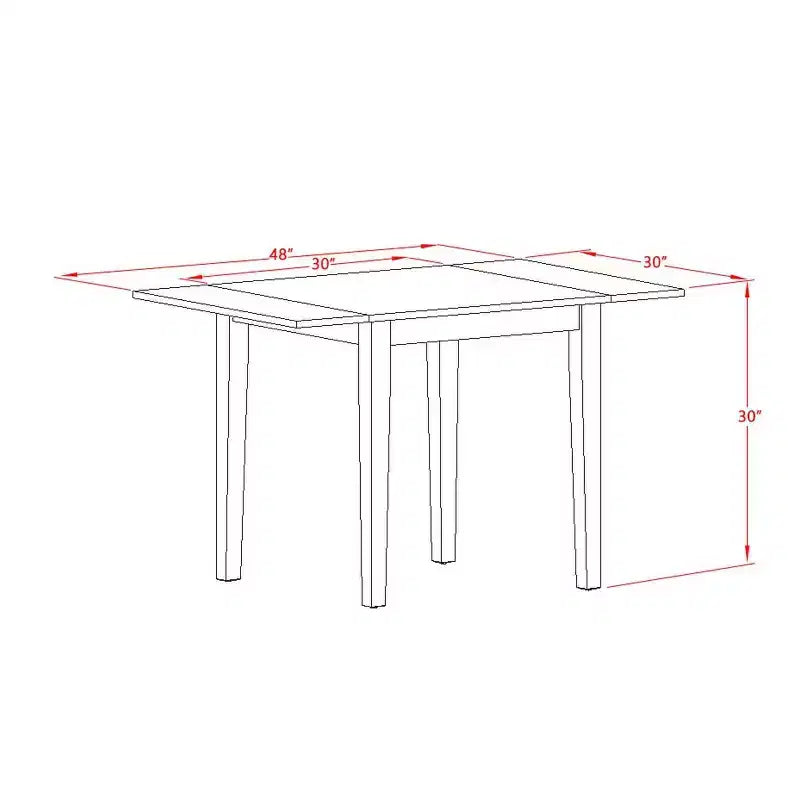 Tavolo da pranzo rettangolare 76x122 con 2 ante a ribalta