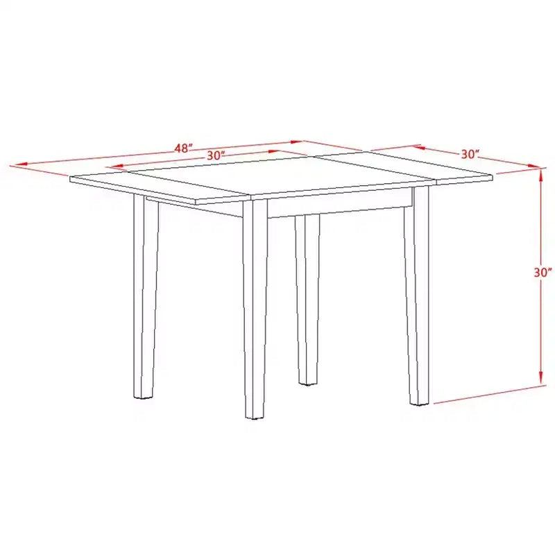 Tavolo da pranzo rettangolare 76x122 con 2 ante a ribalta