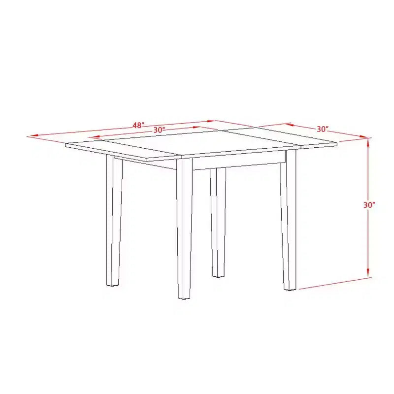 Tavolo da pranzo rettangolare 76x122 con 2 ante a ribalta