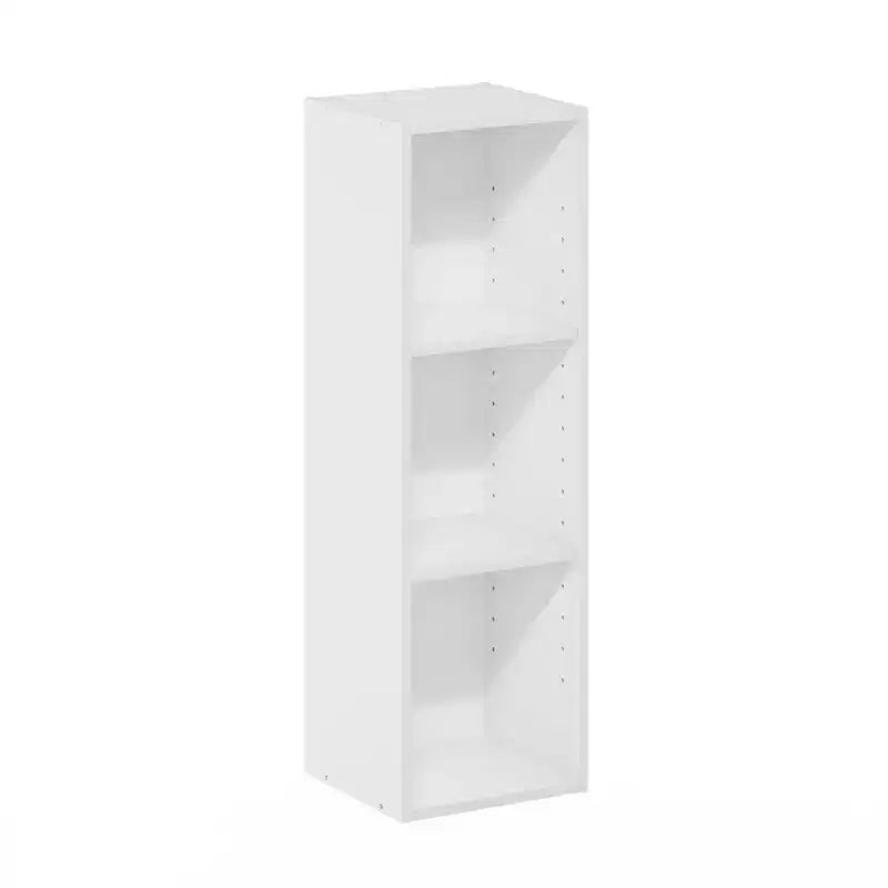 Libreria stretta a 3 ripiani con ripiani regolabili, nero/bianco