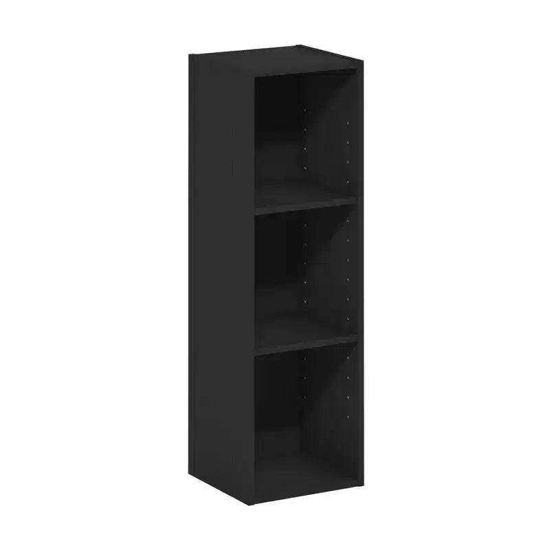 Libreria stretta a 3 ripiani con ripiani regolabili, nero/bianco