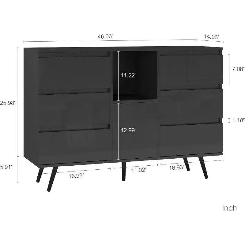 Credenza con luci a LED e finitura lucida