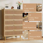 Cassettiera in rattan a 5 cassetti