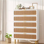 Cassettiera in rattan a 5 cassetti