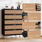 Cassettiera in rattan a 5 cassetti