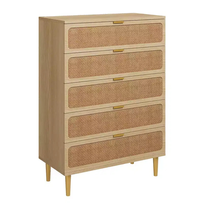 Cassettiera in rattan a 5 cassetti