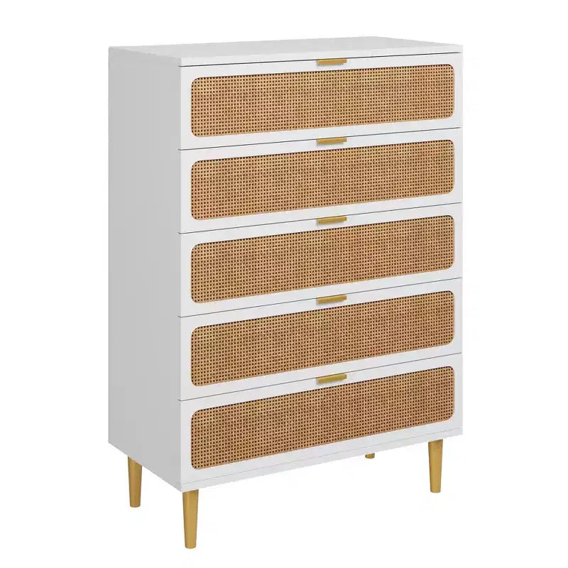 Cassettiera in rattan a 5 cassetti
