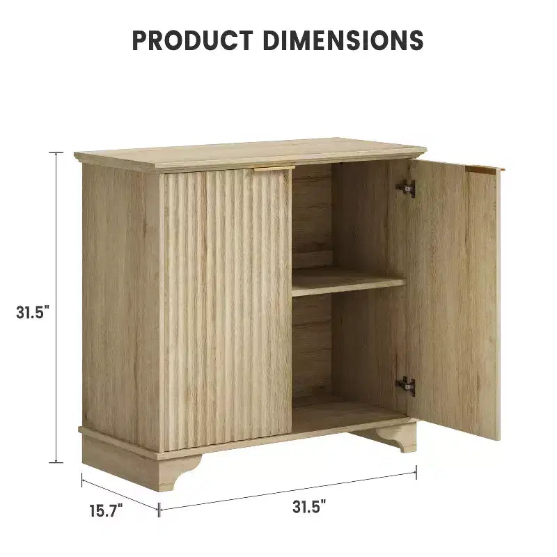 Mobile credenza a 2 ante con scanalature e ripiani regolabili
