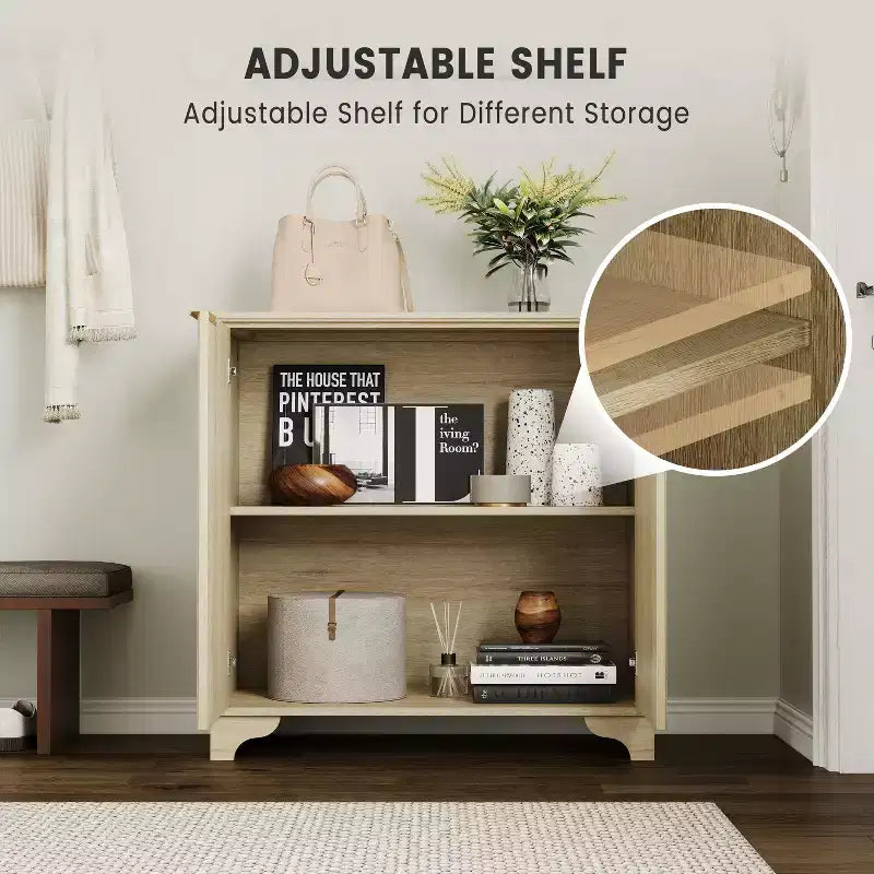 Mobile credenza a 2 ante con scanalature e ripiani regolabili