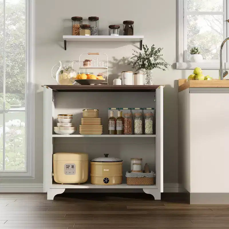 Mobile credenza a 2 ante con scanalature e ripiani regolabili