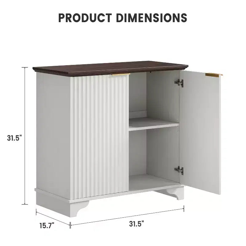 Mobile credenza a 2 ante con scanalature e ripiani regolabili
