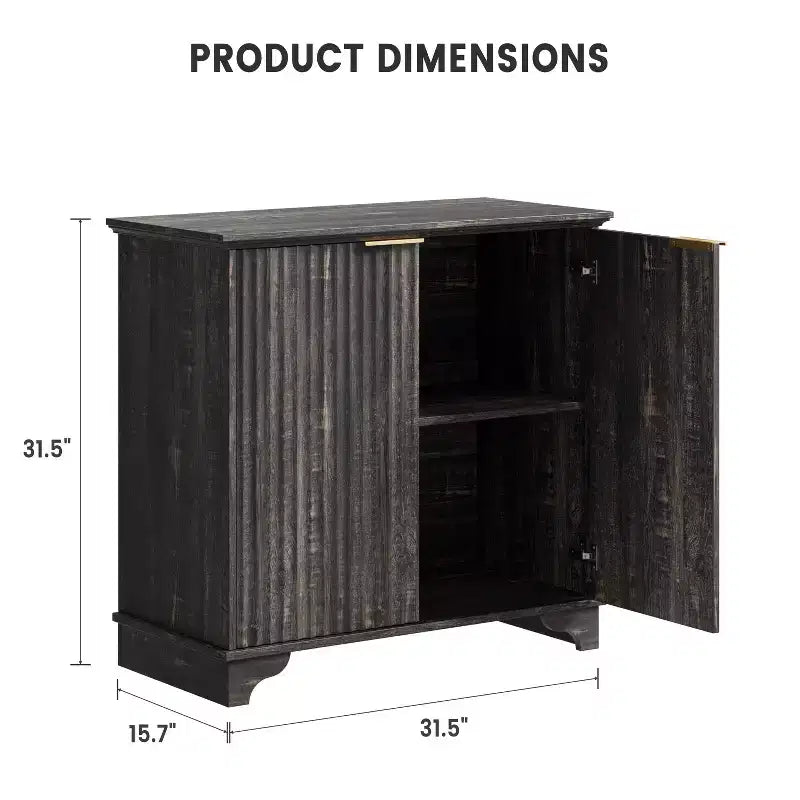 Mobile credenza a 2 ante con scanalature e ripiani regolabili