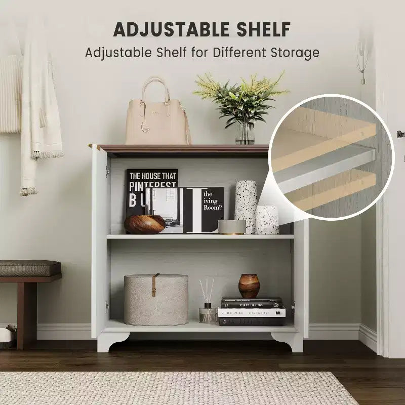 Mobile credenza a 2 ante con scanalature e ripiani regolabili