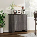 Fluted Sideboard Buffet Cabinet with Storage, 2 Door Kitchen Storage Cabinet, Coffee Bar Buffet Cabinetry with Adjustable Shelves