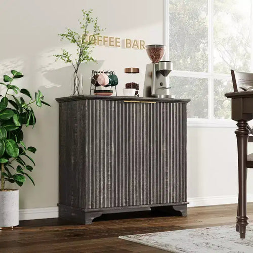 Fluted Sideboard Buffet Cabinet with Storage, 2 Door Kitchen Storage Cabinet, Coffee Bar Buffet Cabinetry with Adjustable Shelves