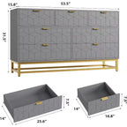 Cassettiera a 7 cassetti con dettagli dorati – Cassettone da 136 cm