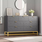 Cassettiera a 7 cassetti con dettagli dorati – Cassettone da 136 cm