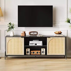 Mobile TV in rattan con ante – Consolle multimediale per TV fino a 75 pollici