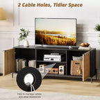 Mobile TV in rattan con ante – Consolle multimediale per TV fino a 75 pollici