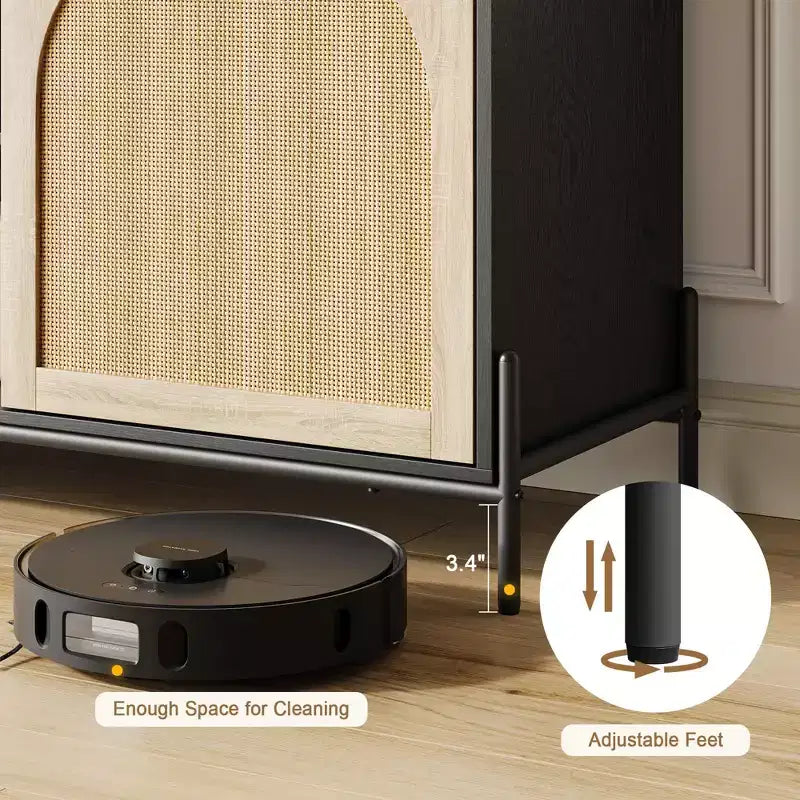 Mobile TV in rattan con ante – Consolle multimediale per TV fino a 75 pollici