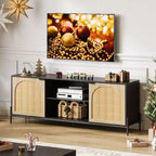Mobile TV in rattan con ante – Consolle multimediale per TV fino a 75 pollici