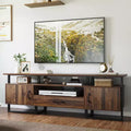 TROPOW Mid Century Modern TV Stand - 75 Inch Entertainment Center with Storage & Drawer, Industrial Console for Living Room, Rustic Brown