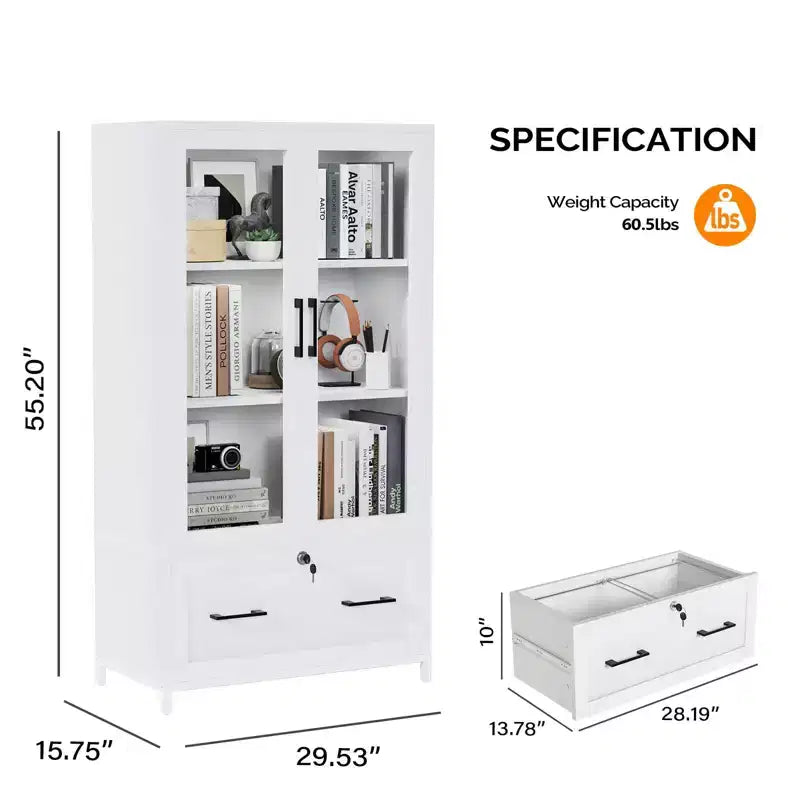 Cassettiera portadocumenti a 1 cassetto in MDF bianco, 75 cm L