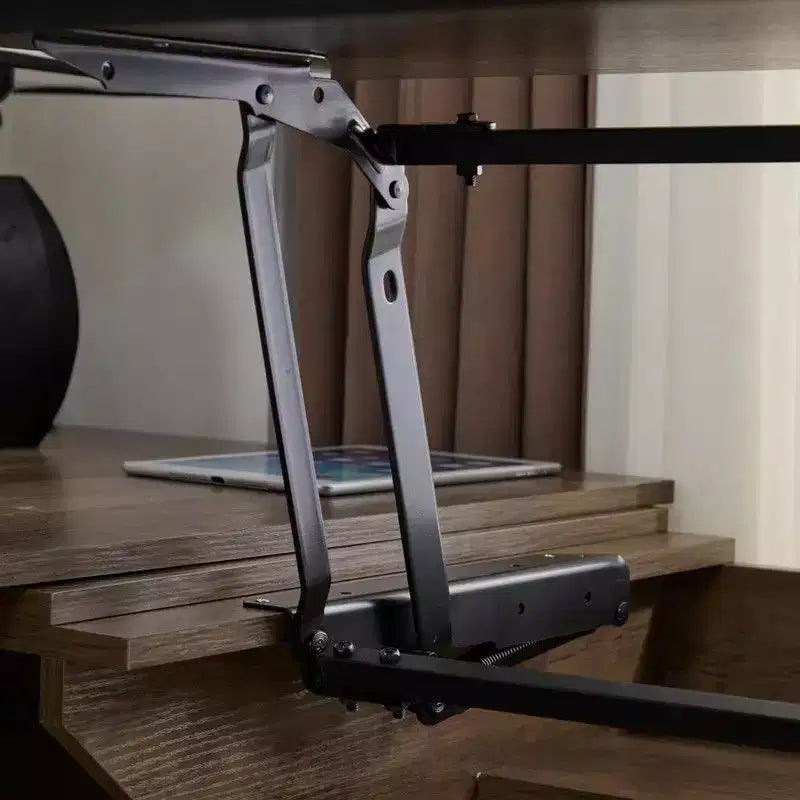 Scrivania ad angolo con piano sollevabile da 180 cm con cassetti, schedario e porte di ricarica