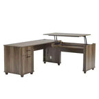 Scrivania ad angolo con piano sollevabile da 180 cm con cassetti, schedario e porte di ricarica