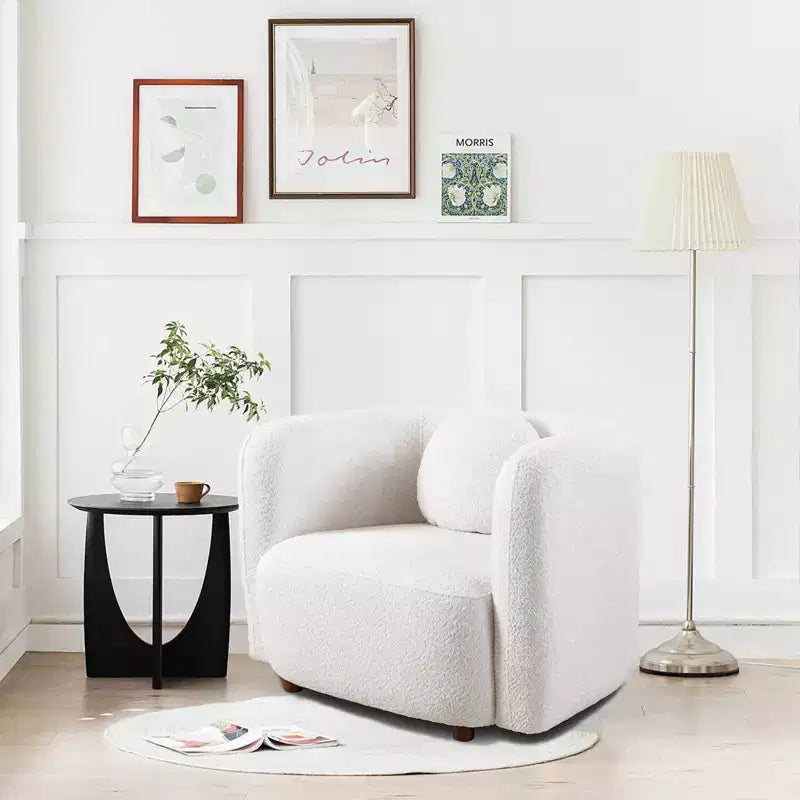 Poltrona Bouclé – Poltrona singola con struttura in legno