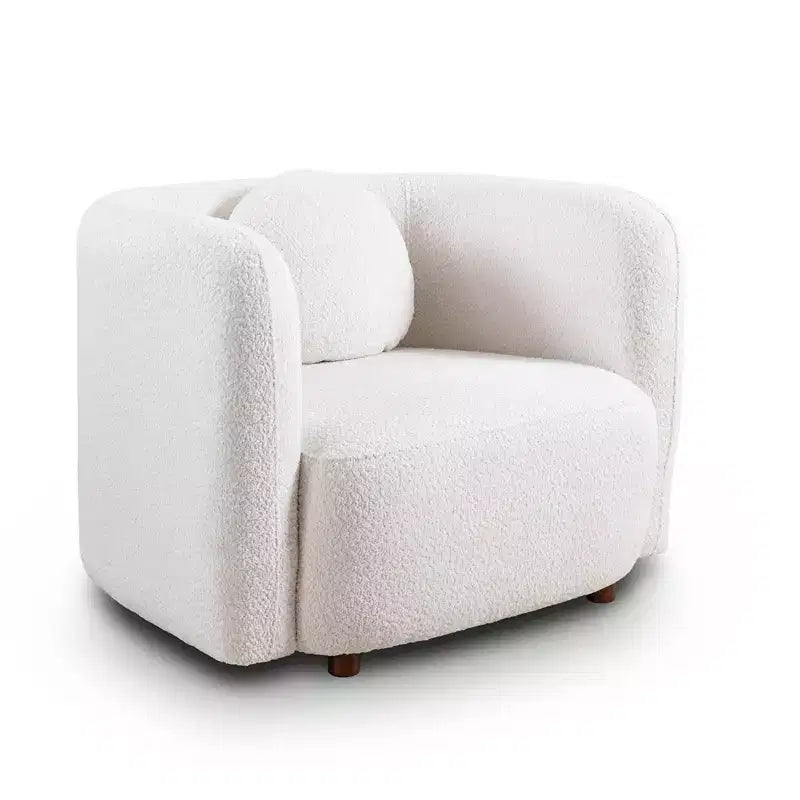 Poltrona Bouclé – Poltrona singola con struttura in legno