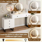 Scrivania Trucco Illuminata con Specchio e 5 Cassetti