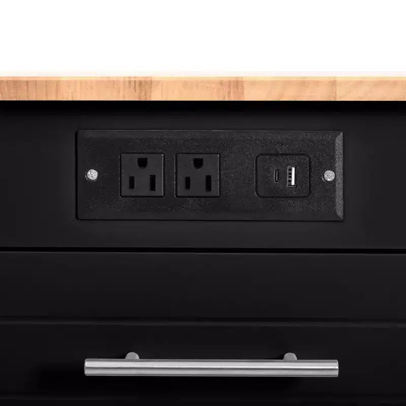 Isola da Cucina con Mobiletto Contenitore per la Spazzatura e Ruote