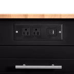 Isola da Cucina con Mobiletto Contenitore per la Spazzatura e Ruote