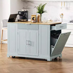Isola da Cucina con Mobiletto Contenitore per la Spazzatura e Ruote