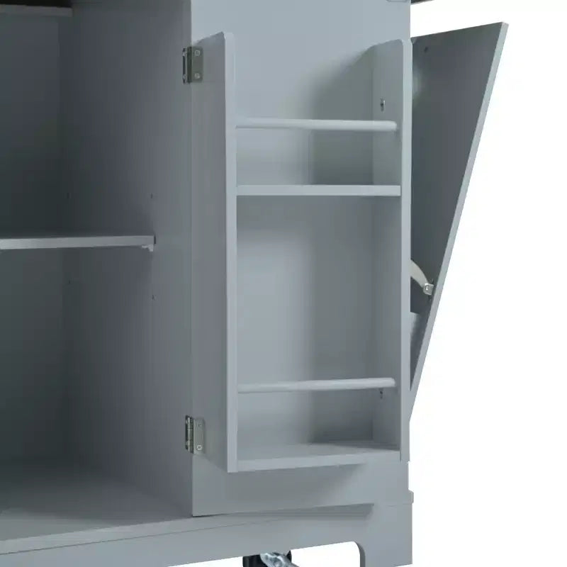 Isola da Cucina con Mobiletto Contenitore per la Spazzatura e Ruote
