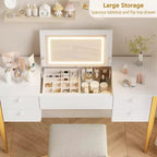 Toeletta Trucco con Specchio Illuminato e Sgabello