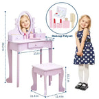 Set da toeletta per bambini con specchio e sgabello