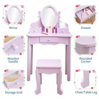 Set da toeletta per bambini con specchio e sgabello