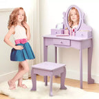 Set da toeletta per bambini con specchio e sgabello