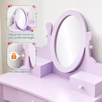Set da toeletta per bambini con specchio e sgabello