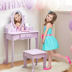 Set da toeletta per bambini con specchio e sgabello