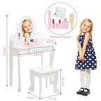 Set da toeletta per bambini con specchio e sgabello