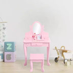 Set da toeletta per bambini con specchio e sgabello