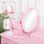 Set da toeletta per bambini con specchio e sgabello
