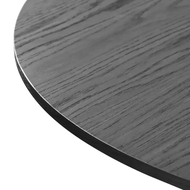 Tavolo da pranzo rotondo in legno da 52 pollici con base a piedistallo in rattan, 6 posti, nero