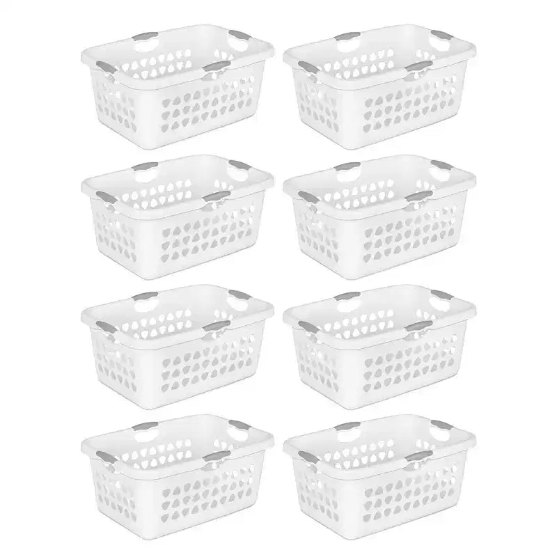 Sterilite Ultra Laundry Basket, 2 Bushel Plastic Hamper with Handles, 8 Pack